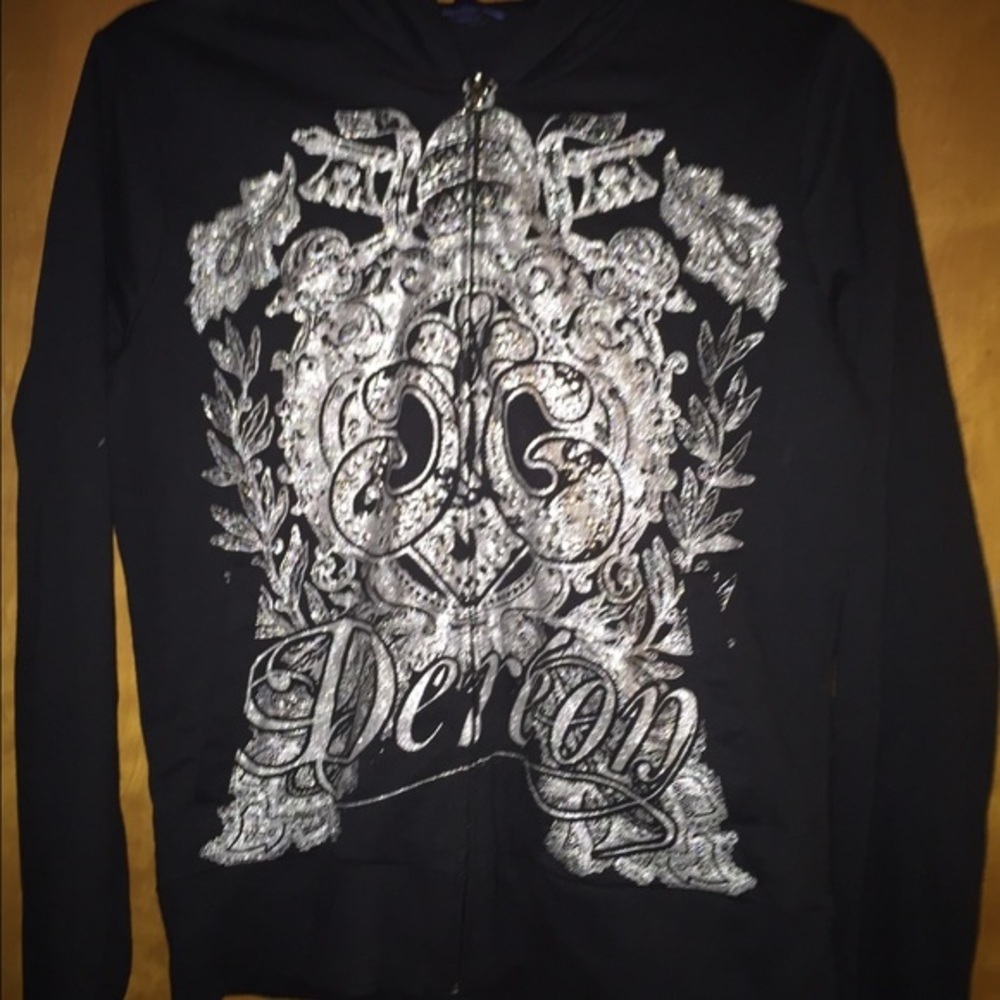 𝅺Nwt dereon black bling hoody jacket black hoodie